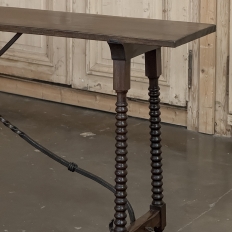 19th Century Spanish Walnut Console ~ Sofa Table with Wrought Iron