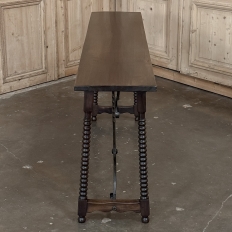 19th Century Spanish Walnut Console ~ Sofa Table with Wrought Iron