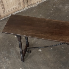 19th Century Spanish Walnut Console ~ Sofa Table with Wrought Iron