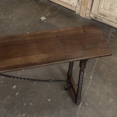 19th Century Spanish Walnut Console ~ Sofa Table with Wrought Iron