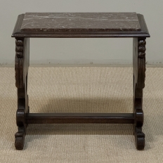 Renaissance Style Marble Top Carved End Table ~ Side Table