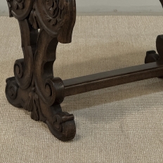 Renaissance Style Marble Top Carved End Table ~ Side Table