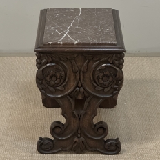 Renaissance Style Marble Top Carved End Table ~ Side Table