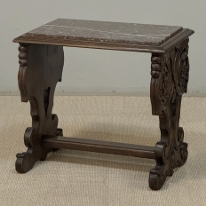 Renaissance Style Marble Top Carved End Table ~ Side Table