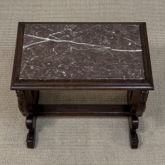 Renaissance Style Marble Top Carved End Table ~ Side Table