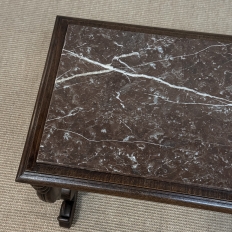 Renaissance Style Marble Top Carved End Table ~ Side Table