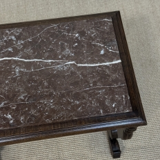 Renaissance Style Marble Top Carved End Table ~ Side Table