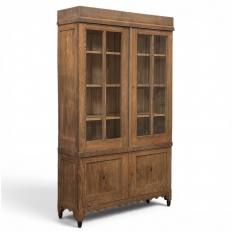 Antique Dutch Art Deco Period Solid Oak Bookcase