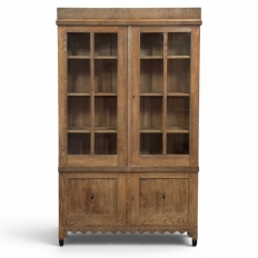 Antique Dutch Art Deco Period Solid Oak Bookcase