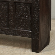 18th Century Dutch Gothic Revival Period Carved Oak Trunk ~ Blanket Chest