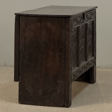 18th Century Dutch Gothic Revival Period Carved Oak Trunk ~ Blanket Chest