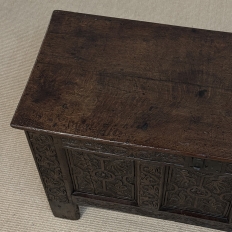 18th Century Dutch Gothic Revival Period Carved Oak Trunk ~ Blanket Chest