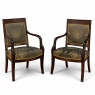 Pair 19th Century French Empire Period Mahogany Armchairs ~ Fauteuils