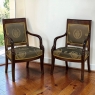 Pair 19th Century French Empire Period Mahogany Armchairs ~ Fauteuils
