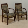 Pair 19th Century French Empire Period Mahogany Armchairs ~ Fauteuils