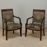 Pair 19th Century French Empire Period Mahogany Armchairs ~ Fauteuils