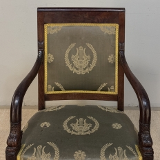 Pair 19th Century French Empire Period Mahogany Armchairs ~ Fauteuils