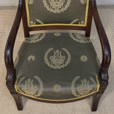 Pair 19th Century French Empire Period Mahogany Armchairs ~ Fauteuils