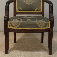 Pair 19th Century French Empire Period Mahogany Armchairs ~ Fauteuils