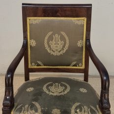 Pair 19th Century French Empire Period Mahogany Armchairs ~ Fauteuils