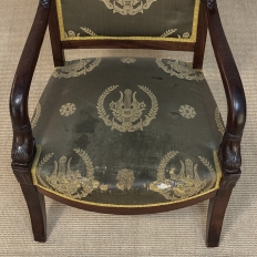 Pair 19th Century French Empire Period Mahogany Armchairs ~ Fauteuils