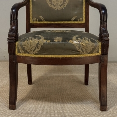 Pair 19th Century French Empire Period Mahogany Armchairs ~ Fauteuils