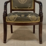 Pair 19th Century French Empire Period Mahogany Armchairs ~ Fauteuils