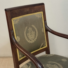 Pair 19th Century French Empire Period Mahogany Armchairs ~ Fauteuils