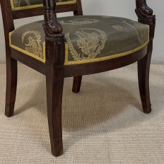 Pair 19th Century French Empire Period Mahogany Armchairs ~ Fauteuils
