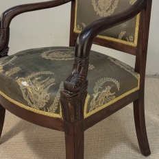 Pair 19th Century French Empire Period Mahogany Armchairs ~ Fauteuils