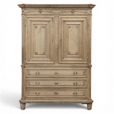 18th Century Dutch Louis XVI Period Stripped Oak Linen Press