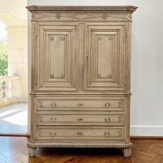 18th Century Dutch Louis XVI Period Stripped Oak Linen Press
