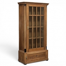 Antique Dutch Solid Cherry Wood Neoclassical Display Bookcase ~ Vitrine with Ebonized Trim