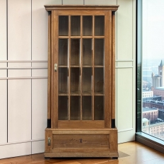 Antique Dutch Solid Cherry Wood Neoclassical Display Bookcase ~ Vitrine with Ebonized Trim