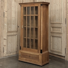 Antique Dutch Solid Cherry Wood Neoclassical Display Bookcase ~ Vitrine with Ebonized Trim