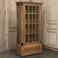 Antique Dutch Solid Cherry Wood Neoclassical Display Bookcase ~ Vitrine with Ebonized Trim