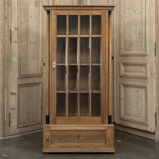 Antique Dutch Solid Cherry Wood Neoclassical Display Bookcase ~ Vitrine with Ebonized Trim