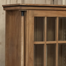 Antique Dutch Solid Cherry Wood Neoclassical Display Bookcase ~ Vitrine with Ebonized Trim