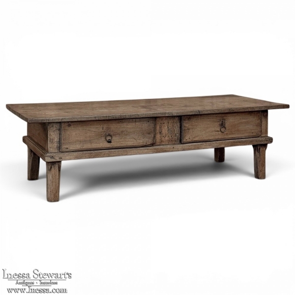 18th Century Rustic Country French Solid Oak Coffee Table