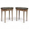 Pair of Louis XVI Neoclassical Stripped Mahogany Side Tables with Bronze Trim