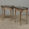 Pair of Louis XVI Neoclassical Stripped Mahogany Side Tables with Bronze Trim