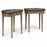 Pair of Louis XVI Neoclassical Stripped Mahogany Side Tables with Bronze Trim