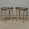 Pair of Louis XVI Neoclassical Stripped Mahogany Side Tables with Bronze Trim