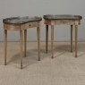 Pair of Louis XVI Neoclassical Stripped Mahogany Side Tables with Bronze Trim