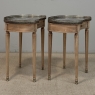 Pair of Louis XVI Neoclassical Stripped Mahogany Side Tables with Bronze Trim