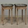 Pair of Louis XVI Neoclassical Stripped Mahogany Side Tables with Bronze Trim