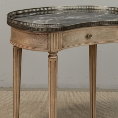 Pair of Louis XVI Neoclassical Stripped Mahogany Side Tables with Bronze Trim