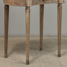 Pair of Louis XVI Neoclassical Stripped Mahogany Side Tables with Bronze Trim