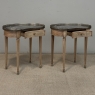 Pair of Louis XVI Neoclassical Stripped Mahogany Side Tables with Bronze Trim