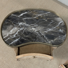 Pair of Louis XVI Neoclassical Stripped Mahogany Side Tables with Bronze Trim